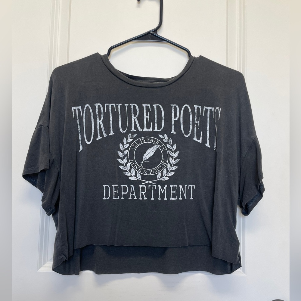 Originality Tortured Poets Department Cropped T-Shirt - Size Medium